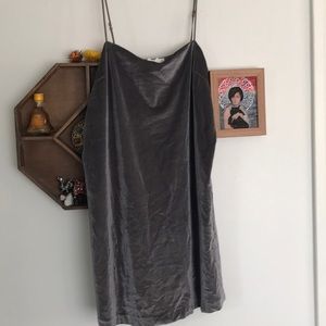 Grey velvet mini dress